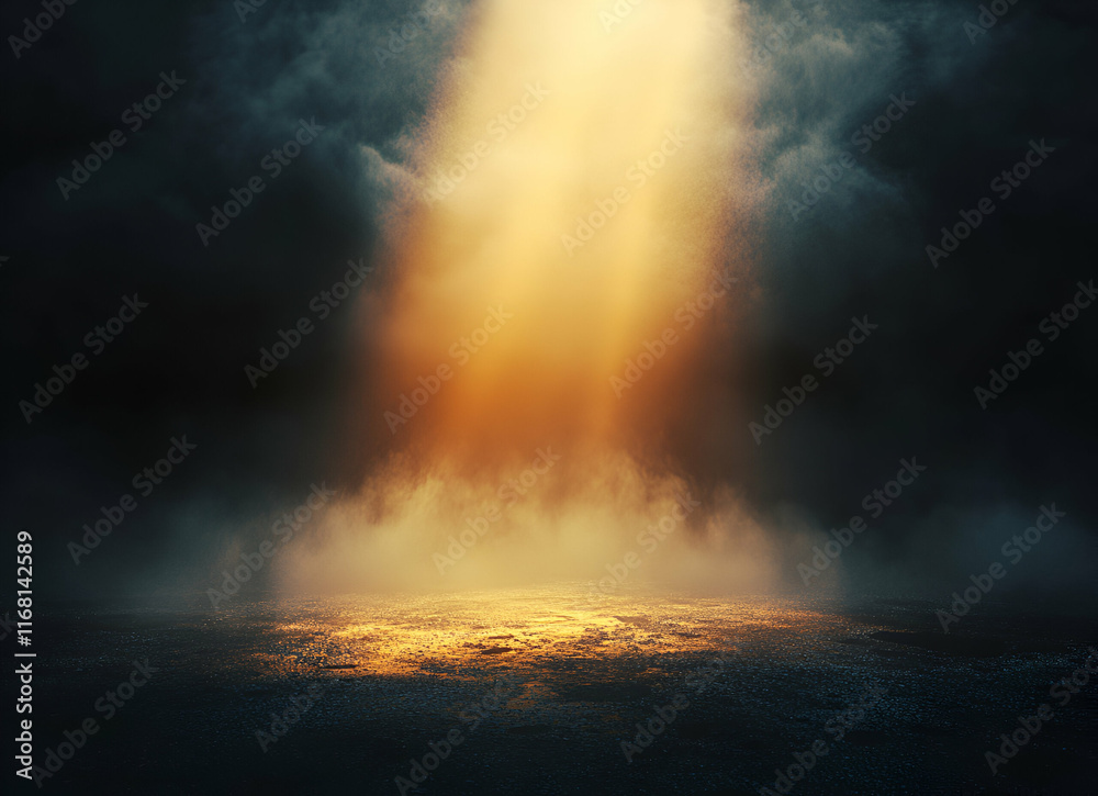 Obraz premium Golden Light Piercing Through Dark Clouds: A Dramatic Landscape