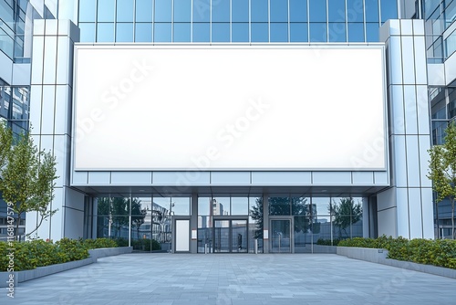 Frontal shot of wide white sign on hospital building for accessibility.