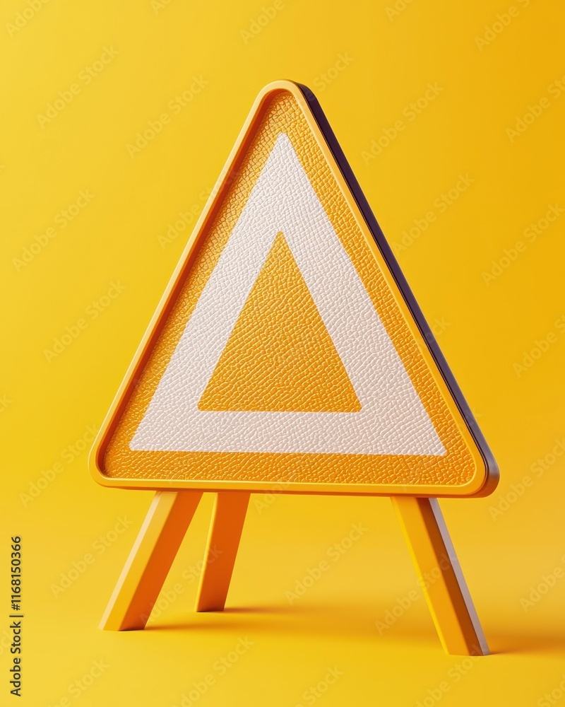 Caution Sign Stands Out Modern Studio Graphic Design Yellow Background Caution Sign Stands Out Modern Studio Graphic Design Yellow Background
