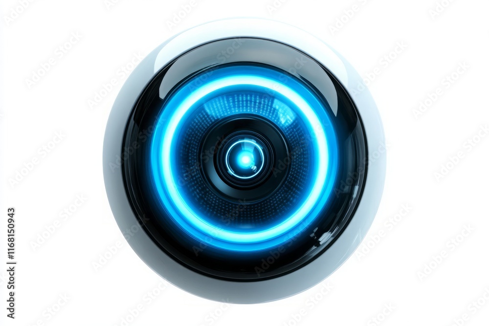 Futuristic Circular Light with Blue Glow on a White Background Futuristic Circular Light with Blue Glow on a White Background