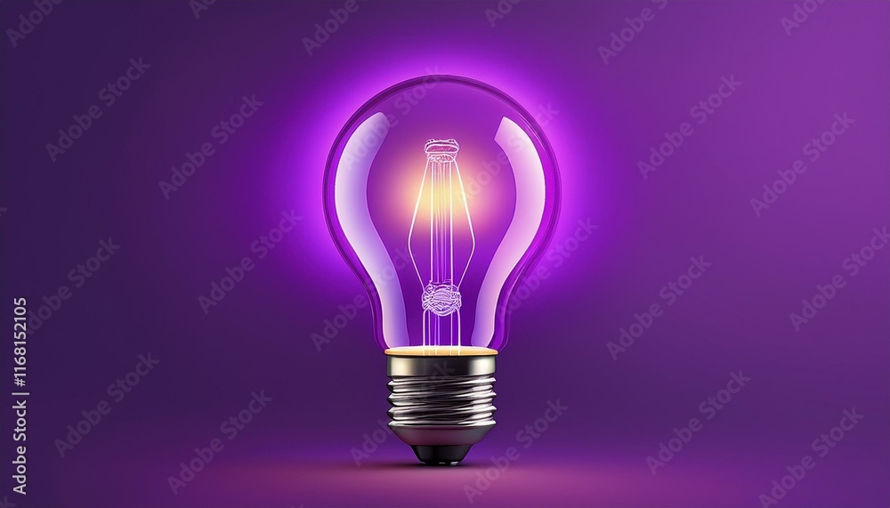 Light bulb on purple background with copy space. Glowing light bulb symbol of new idea, creativity, innovation, concept, technology, equipment, glowing, inspiration, invention, solution, Light bulb on purple background with copy space. Glowing light bulb symbol of new idea, creativity, innovation, concept, technology, equipment, glowing, inspiration, invention, solution,