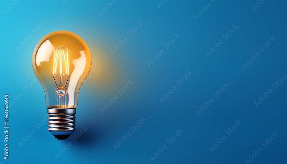 Light bulb on Blue background with copy space. Glowing light bulb symbol of new idea, creativity, innovation, concept, technology, equipment, glowing, inspiration, invention, solution, Light bulb on Blue background with copy space. Glowing light bulb symbol of new idea, creativity, innovation, concept, technology, equipment, glowing, inspiration, invention, solution,
