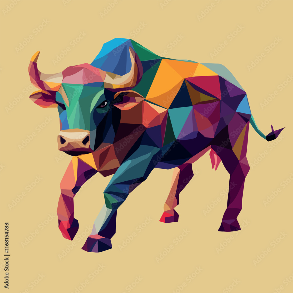 Obraz premium Colorful Low Poly Bull Vector illustration