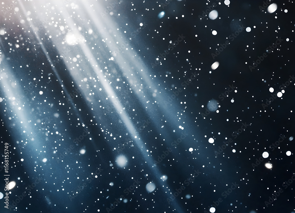 Obraz premium Winter's Night: Celestial Snowfall and Glimmering Lights