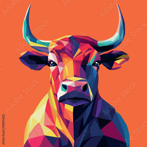 Colorful Low Poly Bull Vector illustration