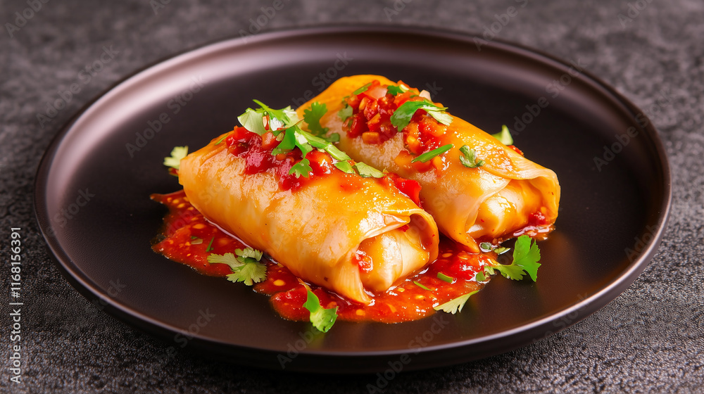 Delicious Stuffed Cabbage Rolls in Spicy Tomato Sauce Delicious Stuffed Cabbage Rolls in Spicy Tomato Sauce
