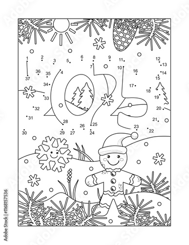 Year 2025 full-page connect the dots hidden picture puzzle and coloring page, poster, or activity sheet 
