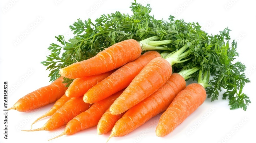 Fresh Carrots with Green Tops Bunch Isolated Fresh Carrots with Green Tops Bunch Isolated