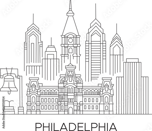 Philadelphia City Line Draw Simple Minimalist