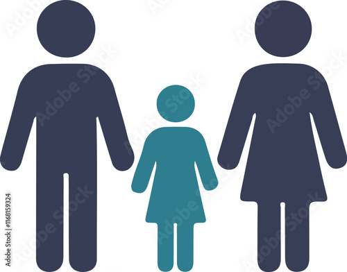 Family icon silhouette vector on white background.