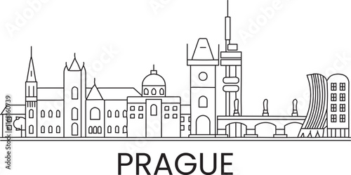 Prague City Line Draw Simple Minimalist