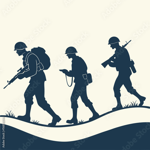 Military army set collection silhouette vector