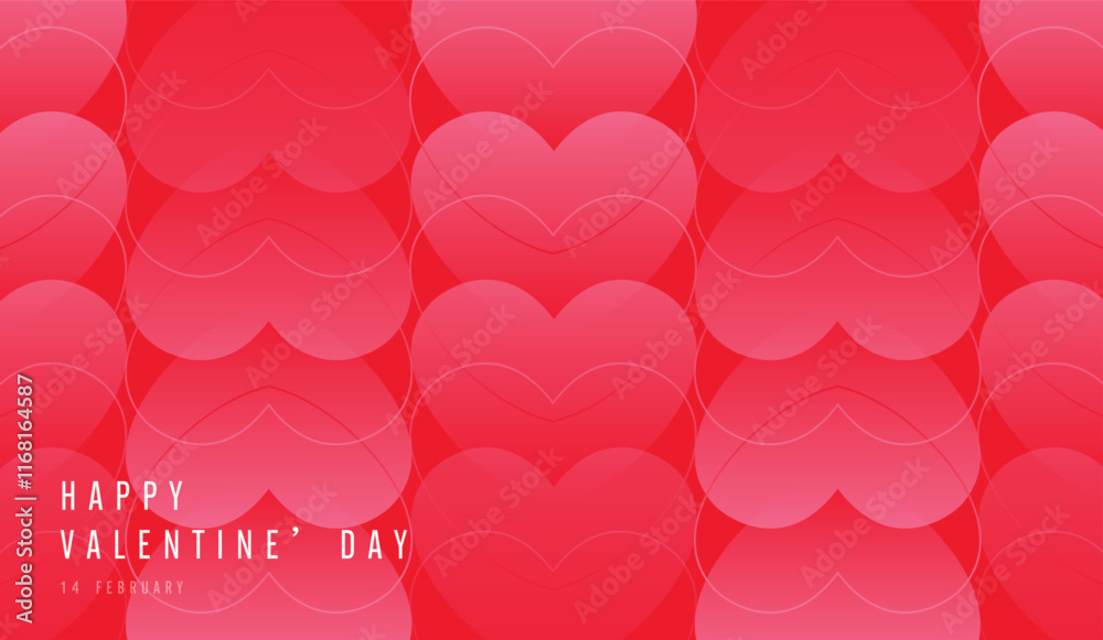 Happy Valentine's Day red love heart background print. cute romantic pink hearts for banners, vouchers, wedding and greeting card. vector design.