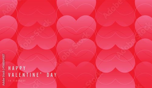 Happy Valentine's Day red love heart background print. cute romantic pink hearts for banners, vouchers, wedding and greeting card. vector design.