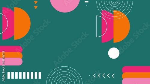 trendy colorful geometric graphics and vibrant modern shapes on modern background seamless 4k video background motion pop art design