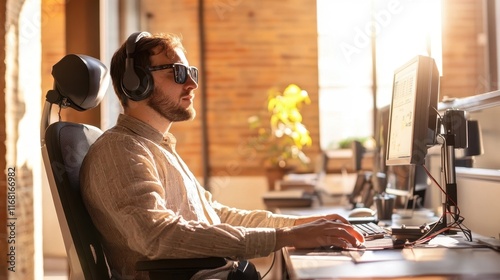 Inclusive Workspace with Visually Impaired Employee Using Assistive Technology