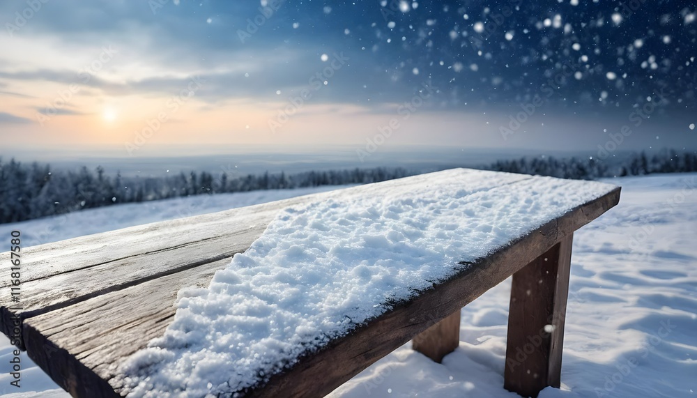 Serene Snow-Covered Bench in a Quiet Park Amid Gently Falling Snow Capturing a Peaceful Winter Moment Serene Snow-Covered Bench in a Quiet Park Amid Gently Falling Snow Capturing a Peaceful Winter Moment