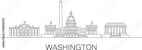 Washington City Line Draw Simple Minimalist