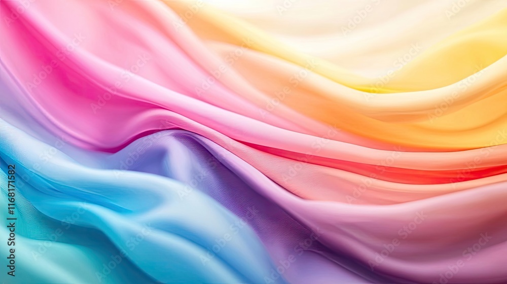 Obraz premium Rainbow abstract background idea. Vibrant silky waves of colorful fabric creating a smooth and elegant texture.