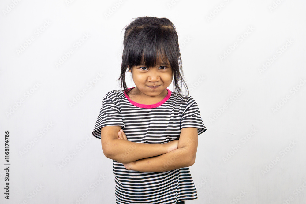 Portrait of little Asian girl posing on white background Portrait of little Asian girl posing on white background