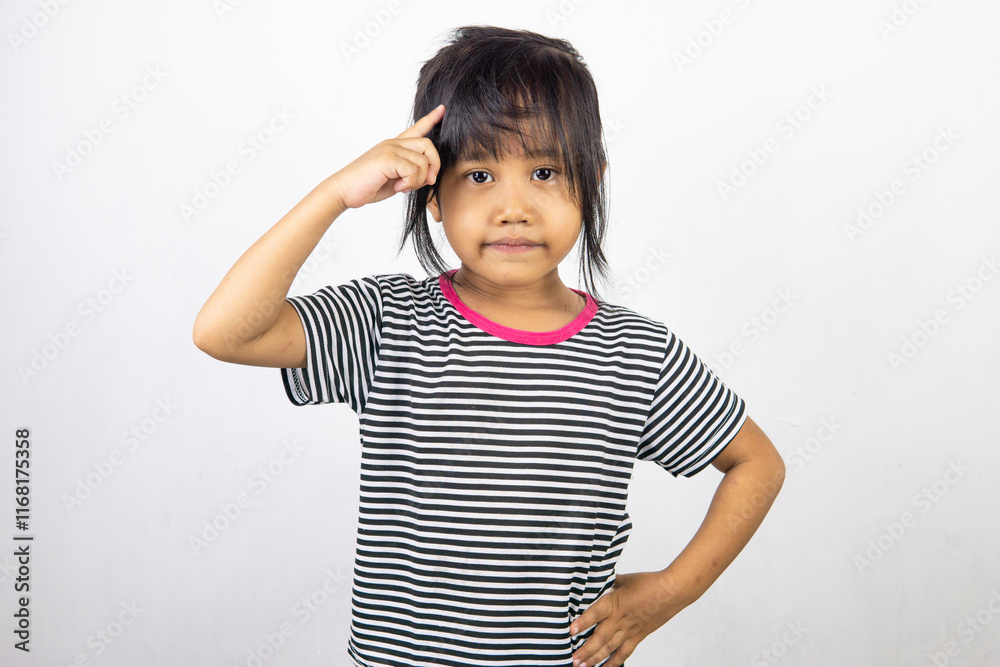 Portrait of little Asian girl posing on white background Portrait of little Asian girl posing on white background