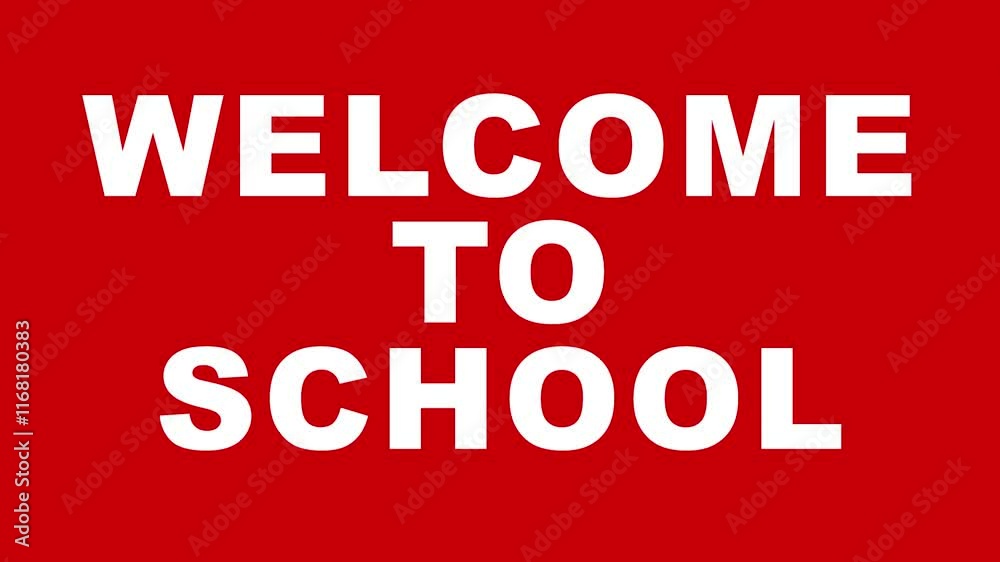 Animation of welcome to school text on black background, school, Back school,
Animation of welcome to school text on black background, school, Back school,