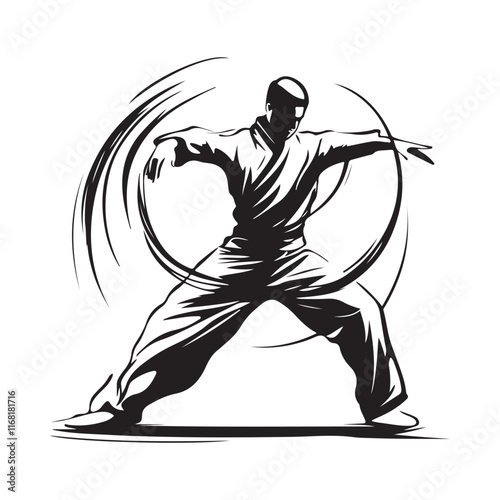 Tai Chi Chuan Image Vectors and Vector Art isolated on white background.