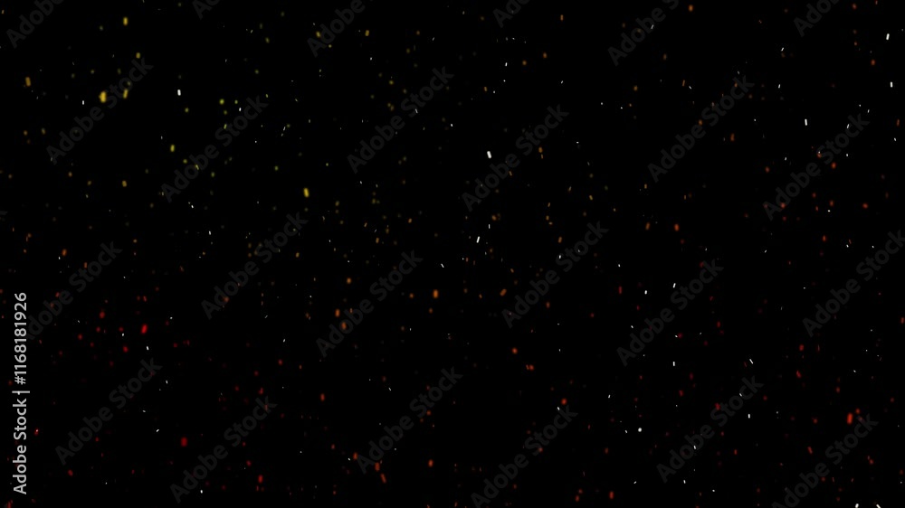 fire sparks flying particle animation on black background