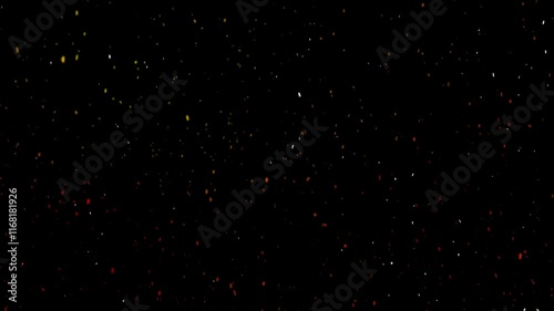 fire sparks flying particle animation on black background