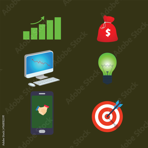 Key to business success and success story, business chance, on the way to success concept  set. flat vector modern illustration