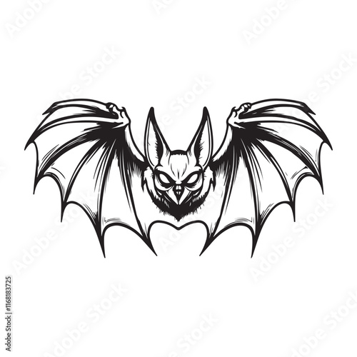 Flying Bat Vector image. Vector Illustration of Scary bat flying mascot character.