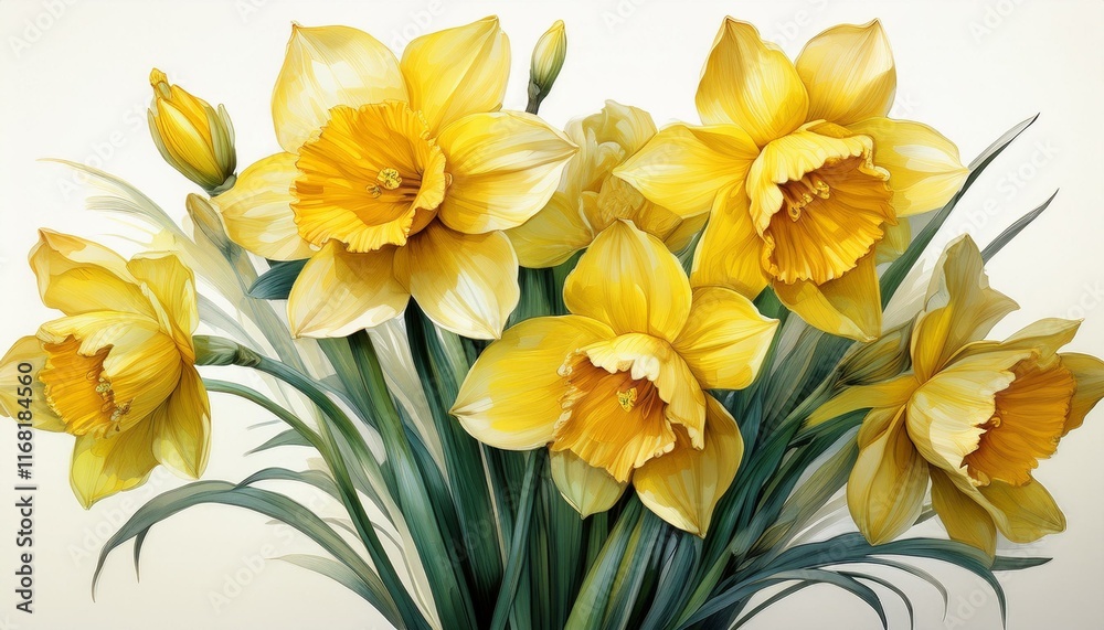 Yellow daffodils flowers isolated on white background Yellow daffodils flowers isolated on white background
