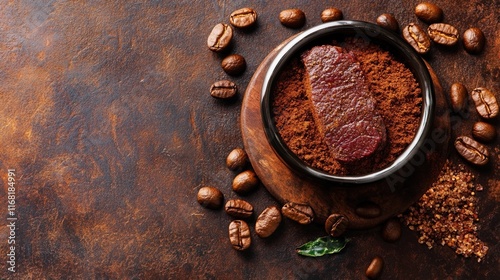Coffee Crusted Steak Preparation In A Bowl