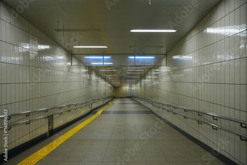 Tokyo, Japan - December 2, 2025: Underground street at dawn in Tokyo, Japan photo