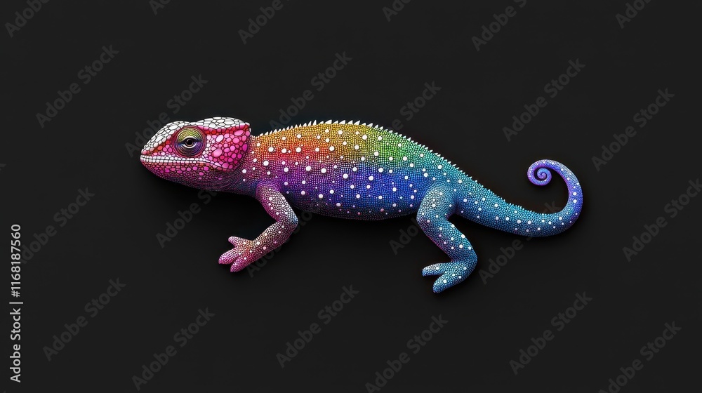 Naklejka premium Vibrant rainbow chameleon display exotic habitat animal photography colorful environment macro view nature concept