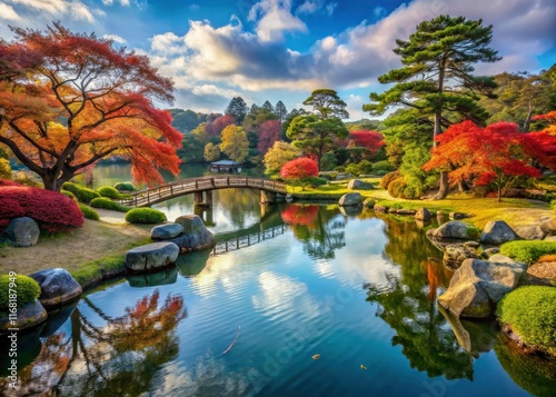 Kenrokuen's autumn splendor: a breathtaking display in Kanazawa, among Japan's top three gardens.