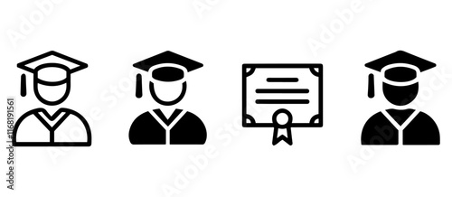 Vector Simple graduation themed icons set.