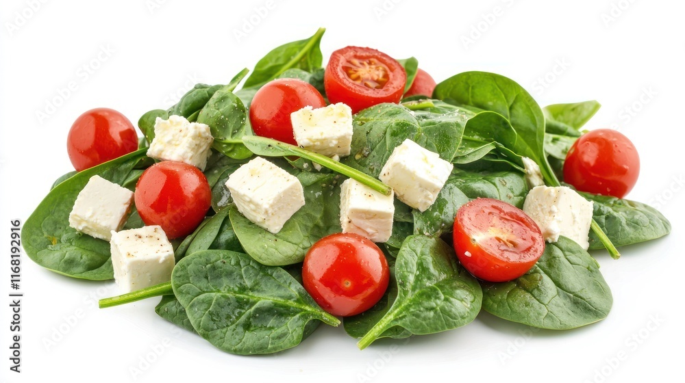 Fresh Spinach Salad with Feta Cheese and Tomatoes Fresh Spinach Salad with Feta Cheese and Tomatoes
