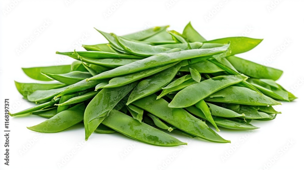 Fresh Green Sugar Snap Peas On White Background Fresh Green Sugar Snap Peas On White Background