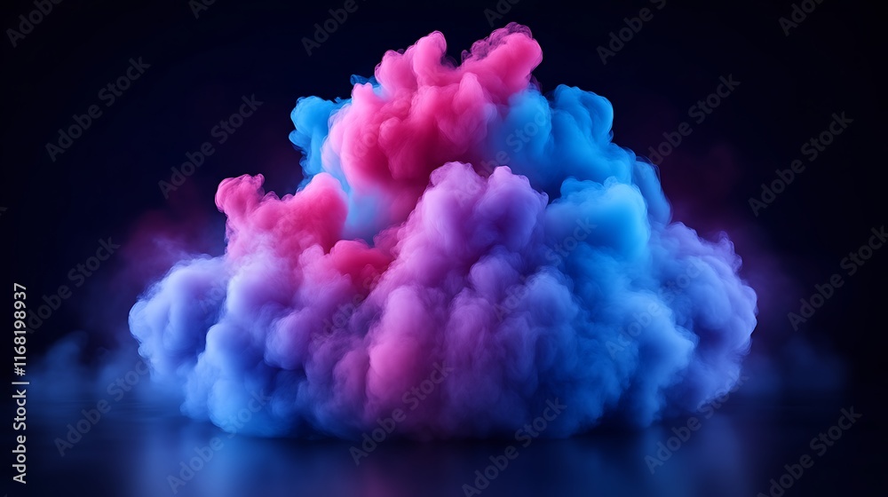 Obraz premium Ethereal Pink and Blue Smoke Cloud: A Dreamlike Abstract Artwork
