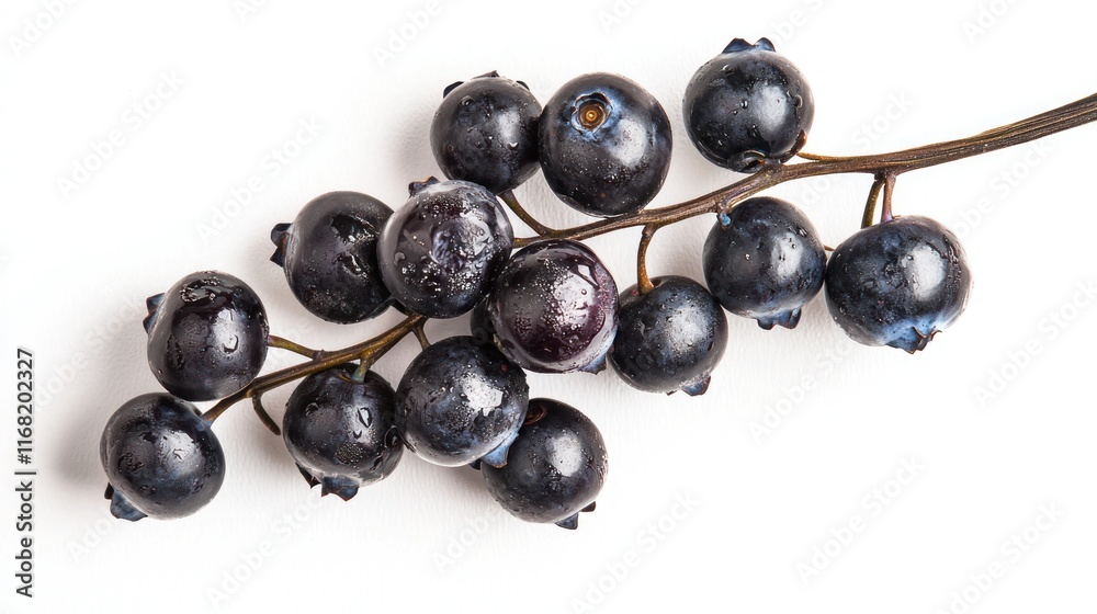 Fresh Blueberries on a Branch Isolated on White Fresh Blueberries on a Branch Isolated on White
