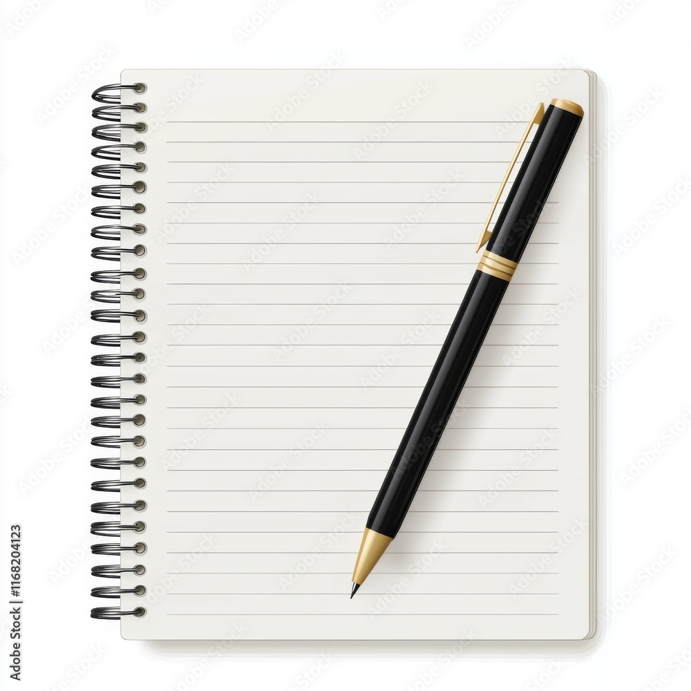 Blank Notebook with Spiral Binding and Elegant Black Pen Ready for Creative Thoughts and Notes Blank Notebook with Spiral Binding and Elegant Black Pen Ready for Creative Thoughts and Notes