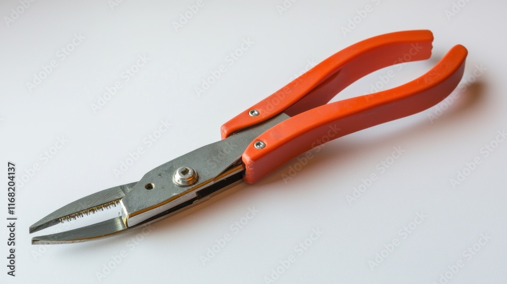 Orange Handled Metal Wire Cutters Isolated On White Orange Handled Metal Wire Cutters Isolated On White