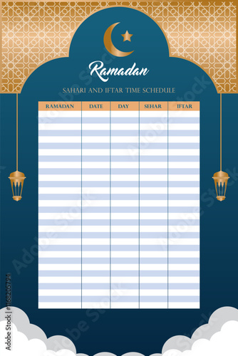 Ramadan prayer schedule template design