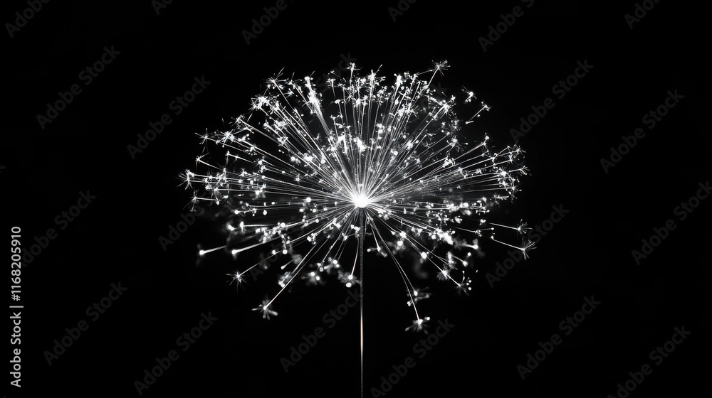 Dandelion Seed Head Macro Against Black Background | Abstract Nature Photography for Minimalist Wall Art and Scientific Illustration Dandelion Seed Head Macro Against Black Background | Abstract Nature Photography for Minimalist Wall Art and Scientific Illustration