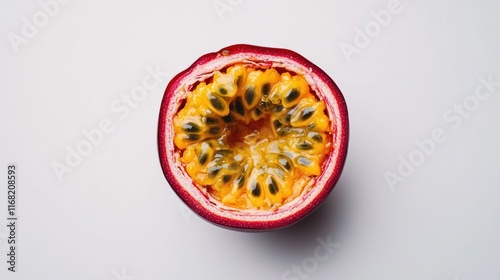 Halved Passion Fruit Showing Seeds and Pulp