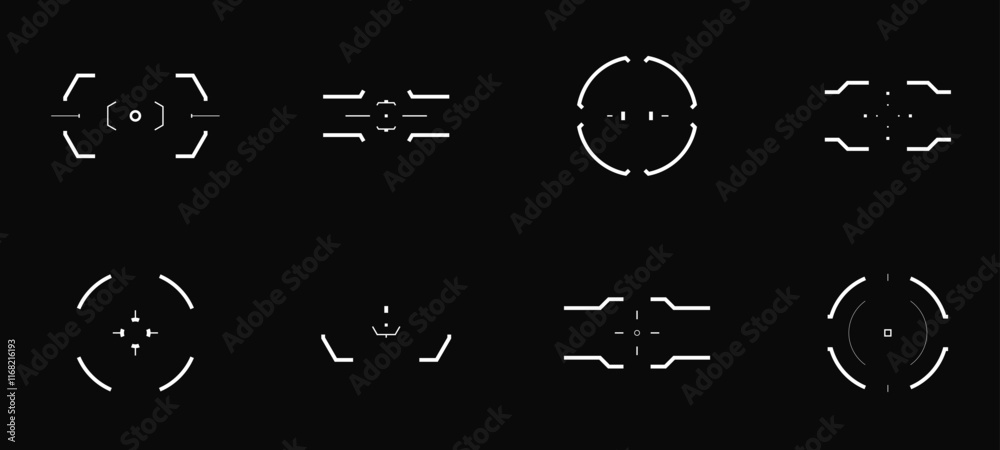 Futuristic Cyberpunk Targets and Crosshairs Vector Pack.