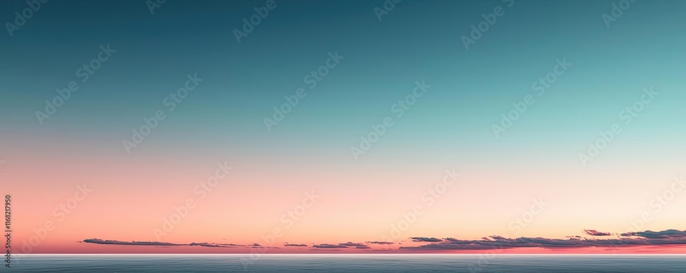 Fototapeta premium Pastel skies idea. A serene sunset over the horizon with soft gradient colors in the sky.