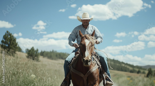 Cowboy on Horseback: Majest...