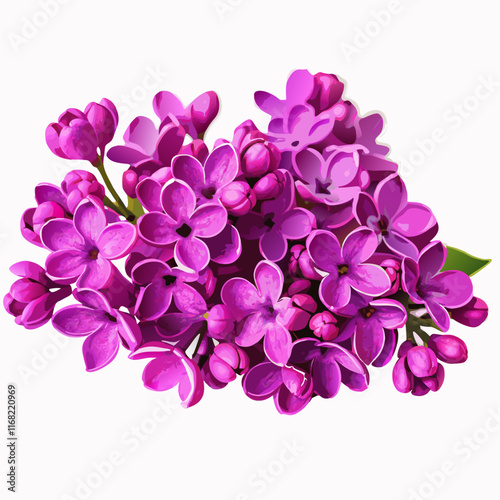 Lilac flower closeup on white wall Macro lilac branch  vector illustration (1)